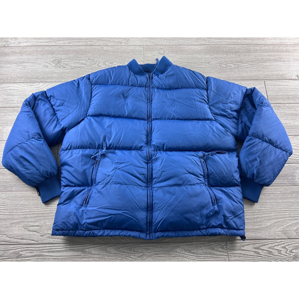 Vintage REI Blue Puffer Jacket Down Insulated Quilted Full Zip Mens Large 1799